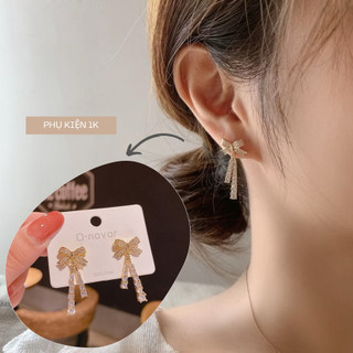 [HỎA TỐC] Bông Tai Nơ Dây Đá Lấp Lánh Thanh Lịch Dễ Thương T22