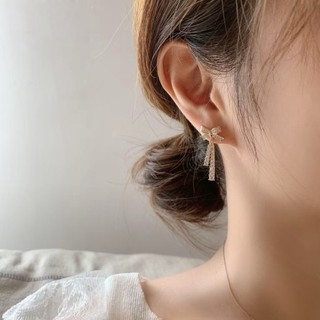 [HỎA TỐC] Bông Tai Nơ Dây Đá Lấp Lánh Thanh Lịch Dễ Thương T22