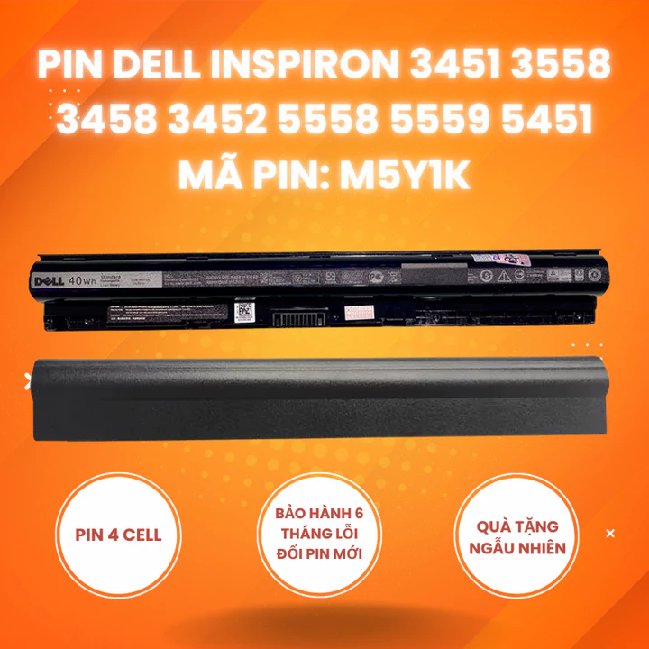 Pin Dell 3451, Pin Dell M5Y1K, Pin Laptop Dell Inspiron 3451 3558 3458 3452 5558 5559 5451 5455 5459 5551 5758 Zin