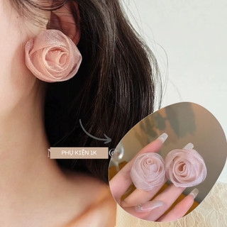 [HỎA TỐC] Bông Tai Hoa Hồng Bông Tai Nữ Cô Dâu Vải To Đẹp t22
