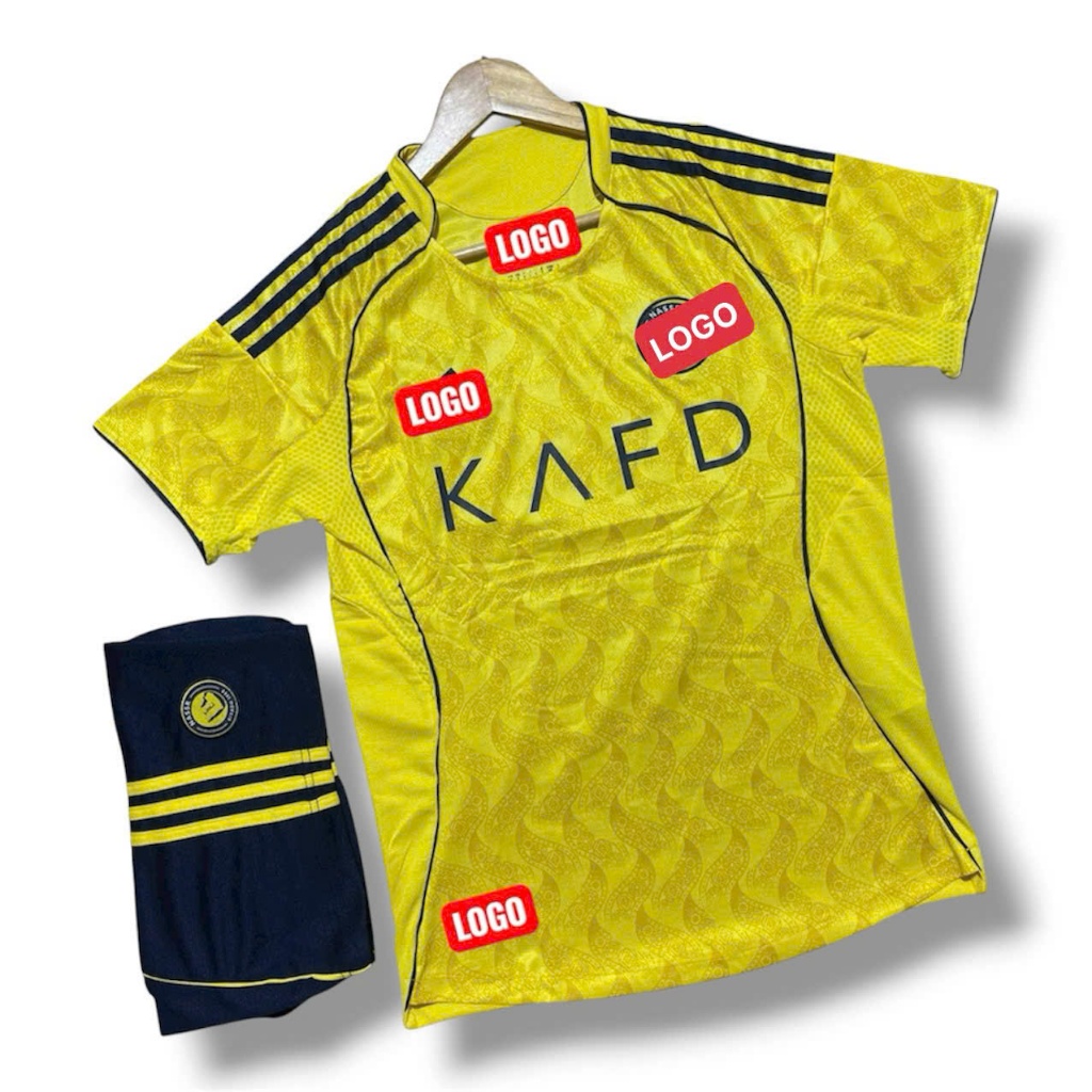(FREE SHIP) Bộ Quần Áo Bóng Đá CLB AL NASSR Vàng Mùa 2025/2026 Chuẩn Mẫu Thi Đấu- Vải Polyester Thái Gai Lưới