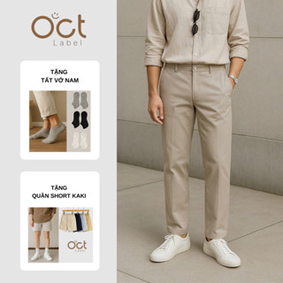 Quần dài kaki nam ống suông co giãn, đứng form, thiết kế basic - OCT LABEL