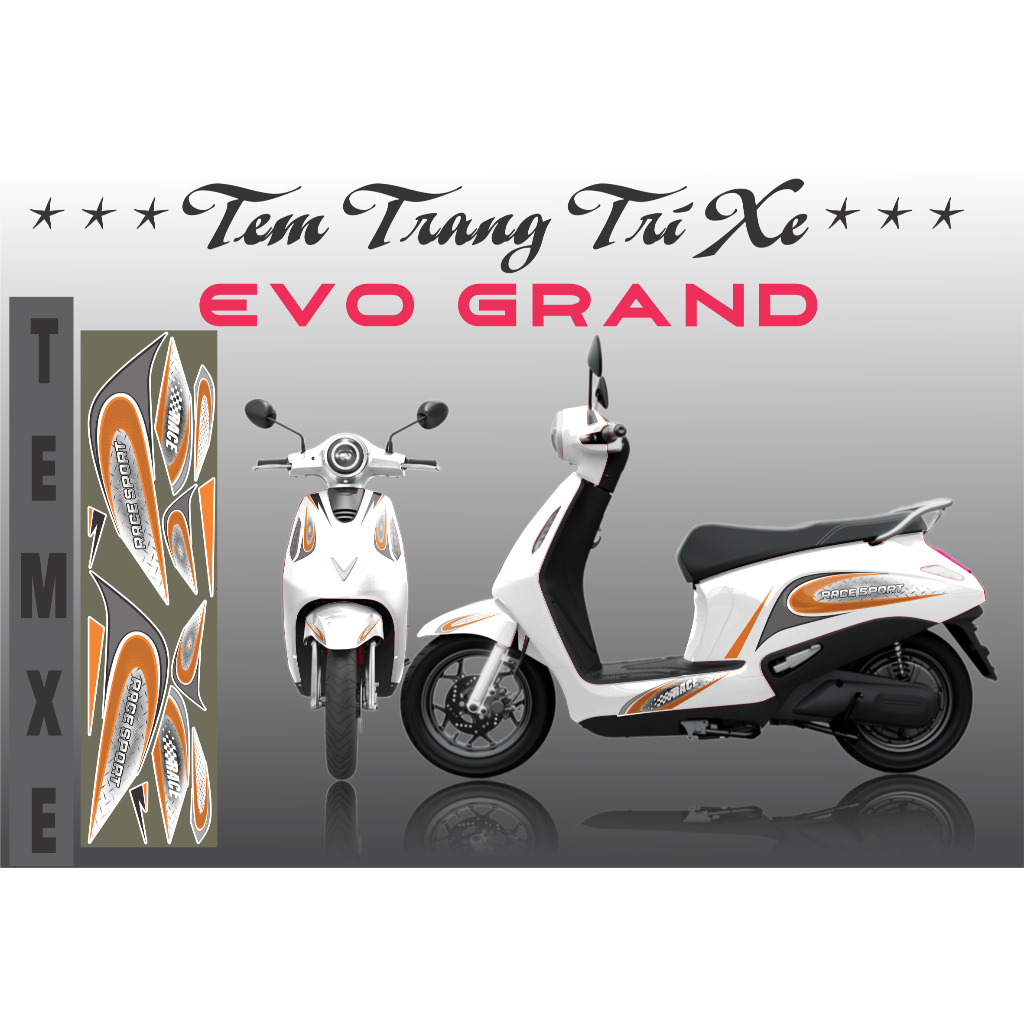 Tem Xe evo Grand. thể thao trẻ trung thanh lịch . tem xe máy điện ...