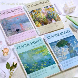 Sổ vở còng bìa lót hoạ tiết tranh sơn dầu Claude Monet vở học sinh sinh viên, sổ planer + Ruột Giấy BONZAI