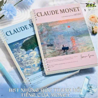 Sổ vở còng bìa lót hoạ tiết tranh sơn dầu Claude Monet vở học sinh sinh viên, sổ planer + Ruột Giấy BONZAI