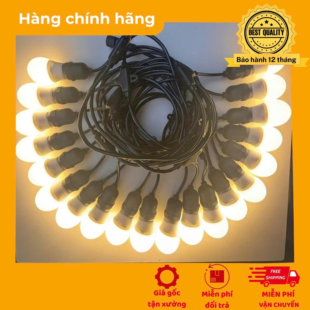 DÂY ĐUI LED ĐÚC 10M 20 BÓNG 5M 10 BÓNG KÈM COMBO 1W, 3W, 5W, 7W TRANG TRÍ NGOÀI TRỜI SÂN VƯỜN
