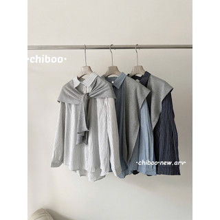 Sơ Mi Kẻ Thêu Ngựa Kèm Khăn Choàng Cổ Vintage Hàn Quốc Basic Trẻ Trung QCCC | Dami.Studio
