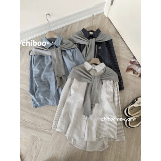 Sơ Mi Kẻ Thêu Ngựa Kèm Khăn Choàng Cổ Vintage Hàn Quốc Basic Trẻ Trung QCCC | Dami.Studio