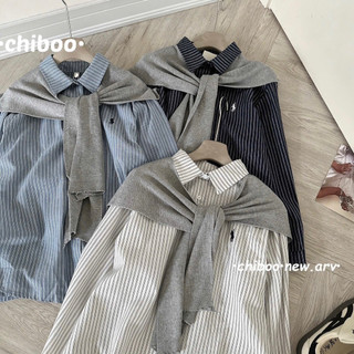 Sơ Mi Kẻ Thêu Ngựa Kèm Khăn Choàng Cổ Vintage Hàn Quốc Basic Trẻ Trung QCCC | Dami.Studio