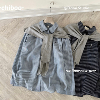 Sơ Mi Kẻ Thêu Ngựa Kèm Khăn Choàng Cổ Vintage Hàn Quốc Basic Trẻ Trung QCCC | Dami.Studio