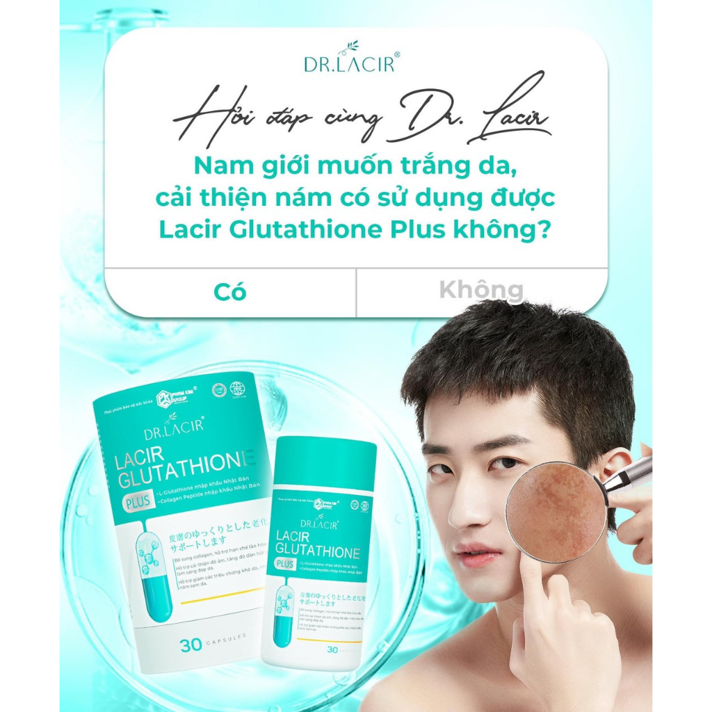 lacir glutathione plus Viên Uống Trắng Da dành riêng cho người có tế bào xấu hộp 30 viên Dr.Lacir Glutathione 600mg