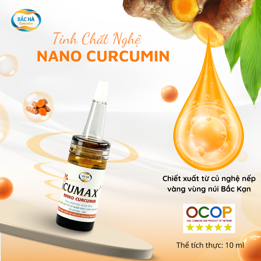 Bắc Hà Vicumax Nano Curcumin Limited - Dạng dung dịch- 10ml / Lọ / Hộp -Sản Phẩm OCOP 5 Sao Quốc Gia