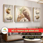 Bộ 3 tranh gia đình voi decor phòng khách trang trí phòng ngủ treo tường phòng cho bé nhà cửa homestay Tráng gương — ảnh 2