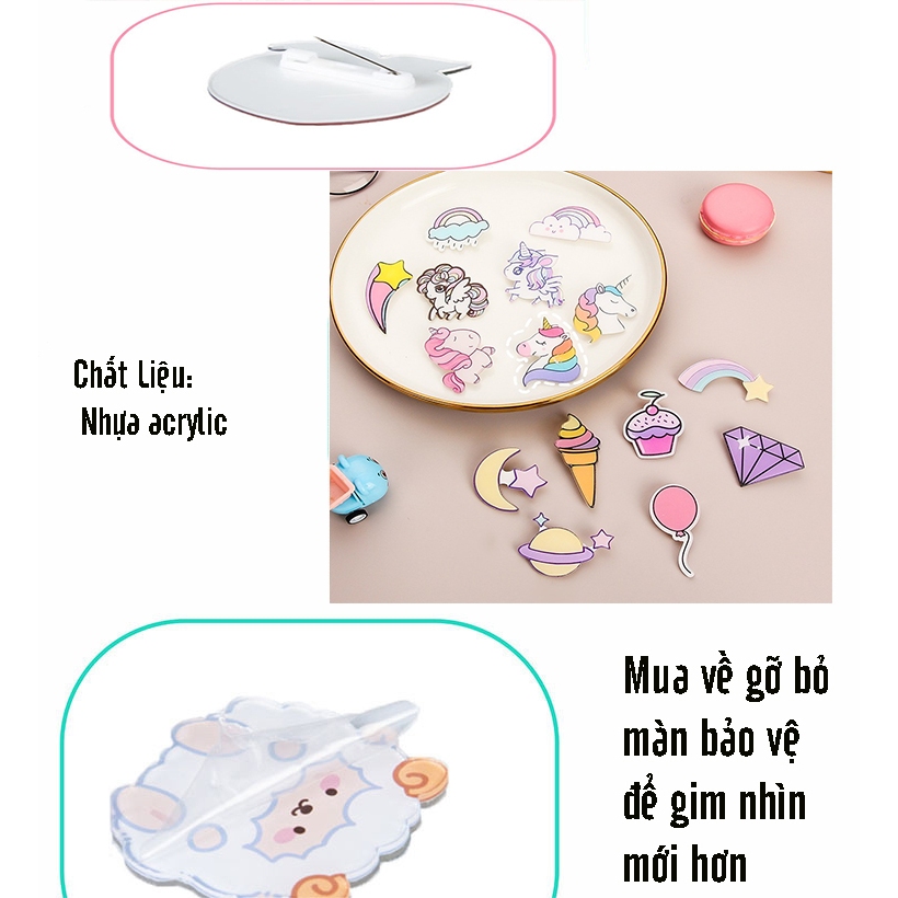 Combo 10 Huy hiệu ghim pin cài áo Ngựa Pony cực dễ thương 4cm 5cm