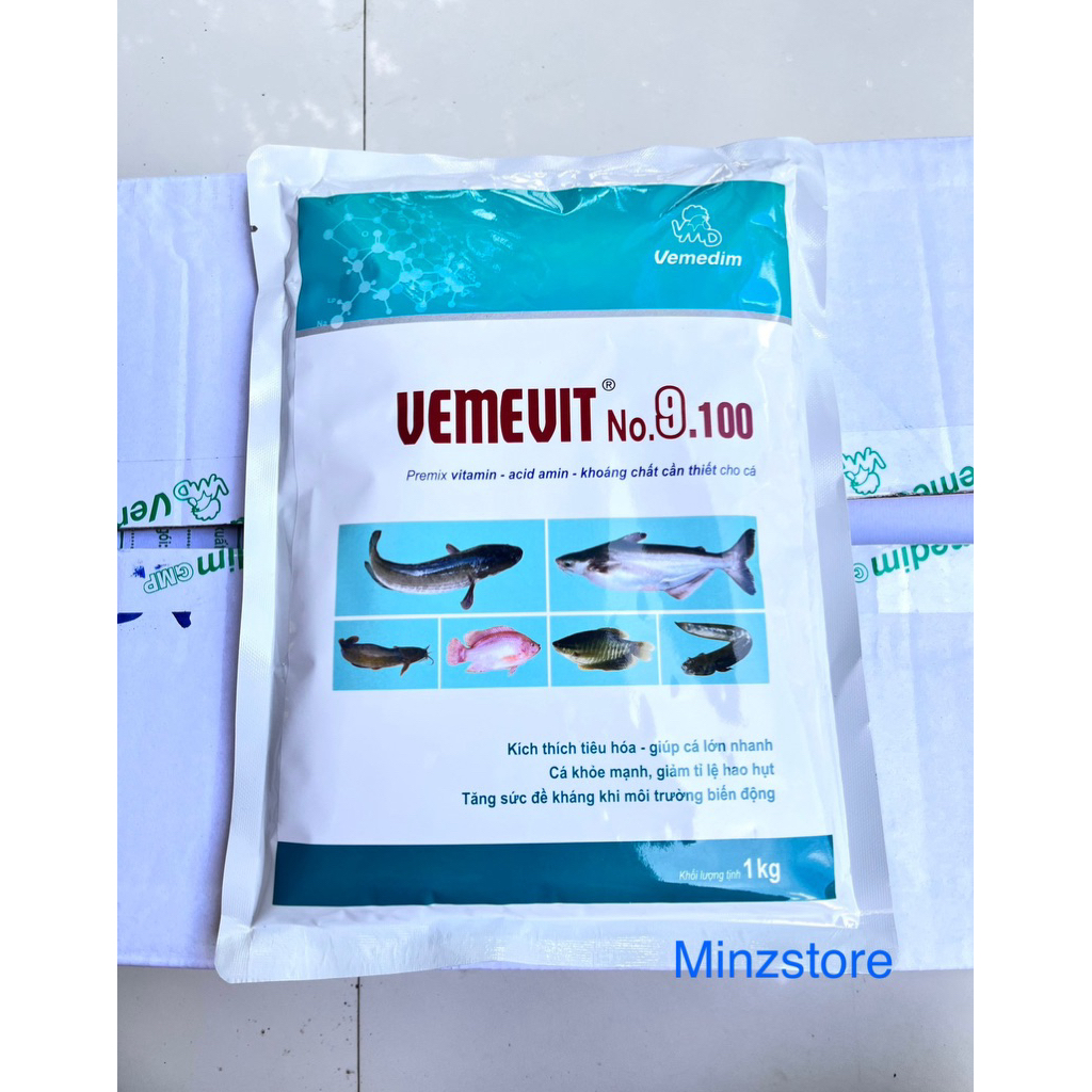 Vemevit No. 9.100 Khoáng-Vitamin-Axit amin cho cá, gói (1Kg) Vemedim