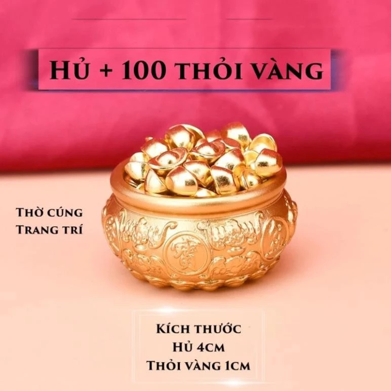Hủ Bát Nhã 4cm, Kèm 100 Thỏi Vàng Mini May Mắn, Thu Hút Tài Lộc, Có ...