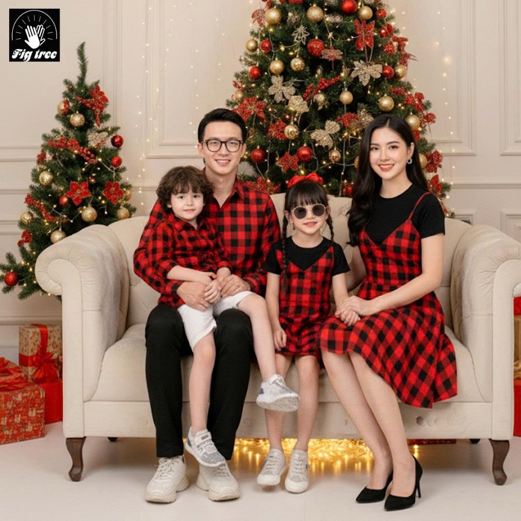 Đồng phục Gia Đình Caro Đỏ Fig Tree dự tiệc siêu rực rỡ, hàng thiết kế nhiều size ( MS :122A)
