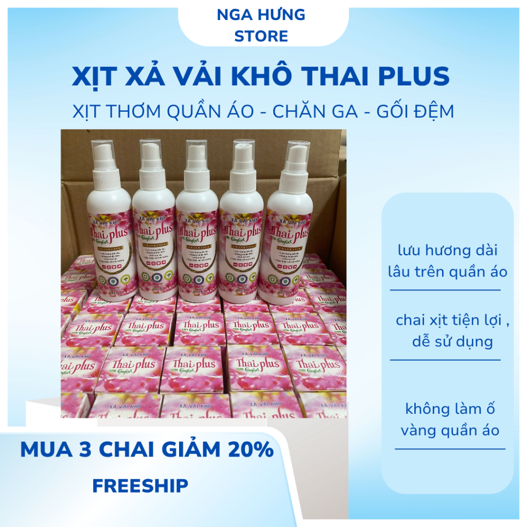 Xịt Thơm Quần áo Thai Plus Chai 100ml, Lưu Hương Dài Lâu , Xịt Thơm Quần Aó , Chăn Ga , Gối Đệm