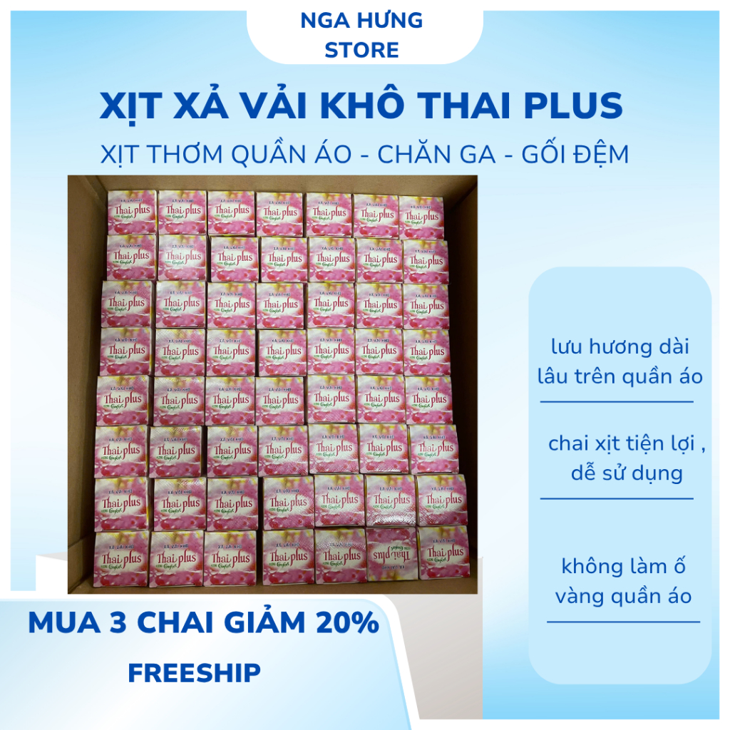 Xịt Thơm Quần áo Thai Plus Chai 100ml, Lưu Hương Dài Lâu , Xịt Thơm Quần Aó , Chăn Ga , Gối Đệm
