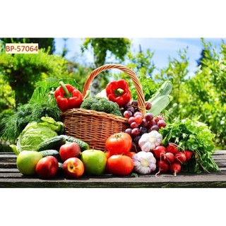 Tranh dán tường phòng bếp phòng ăn, tranh tĩnh vật hoa quả, tranh 3D in trên chất liệu vải lụa (shop tặng kèm keo dán)