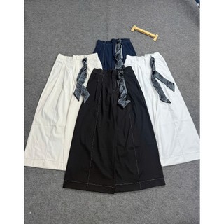 Quần Ống Rộng Kèm Nơ ELEGANTE Chất Liệu Bò Giấy Che Khuyết Điểm Đôi Chân Tôn Dáng Cực Đỉnh 80.96