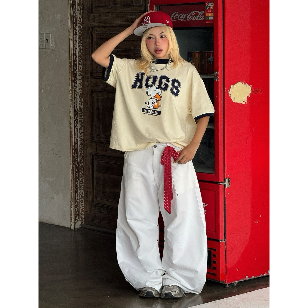 Áo Thun Local Brand VIBESTU " BST Phối Tay V1 ", Áo Thun Boxy Form Rộng Unisex 250Gsm 100% Cotton