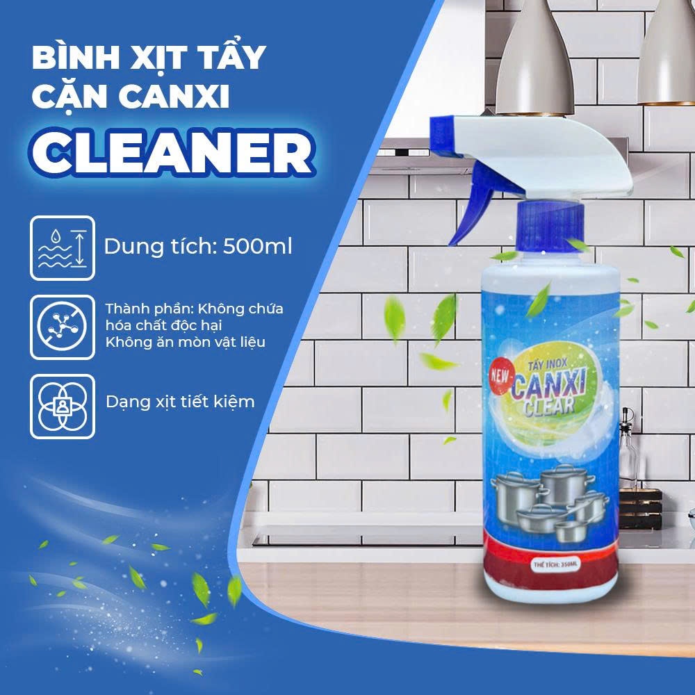 Nước Tẩy Cặn Canxi CLEAN - Sạch Bóng Vòi Sen, Vách Kính Chỉ Sau 3 Phút (An Toàn, Không Ăn Mòn Inox).