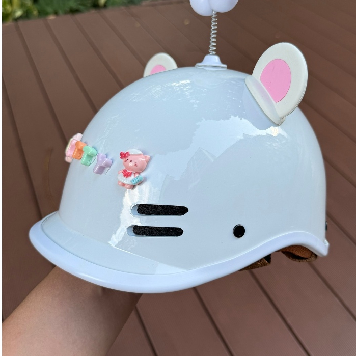 Product image [Tặng tai mèo] - Mũ bảo hiểm trẻ em 3 đến 9 tuổi, Nón bảo hiểm cho bé màu hồng có tem kiểm định đạt chuẩn Cá heo trắng - Bé
