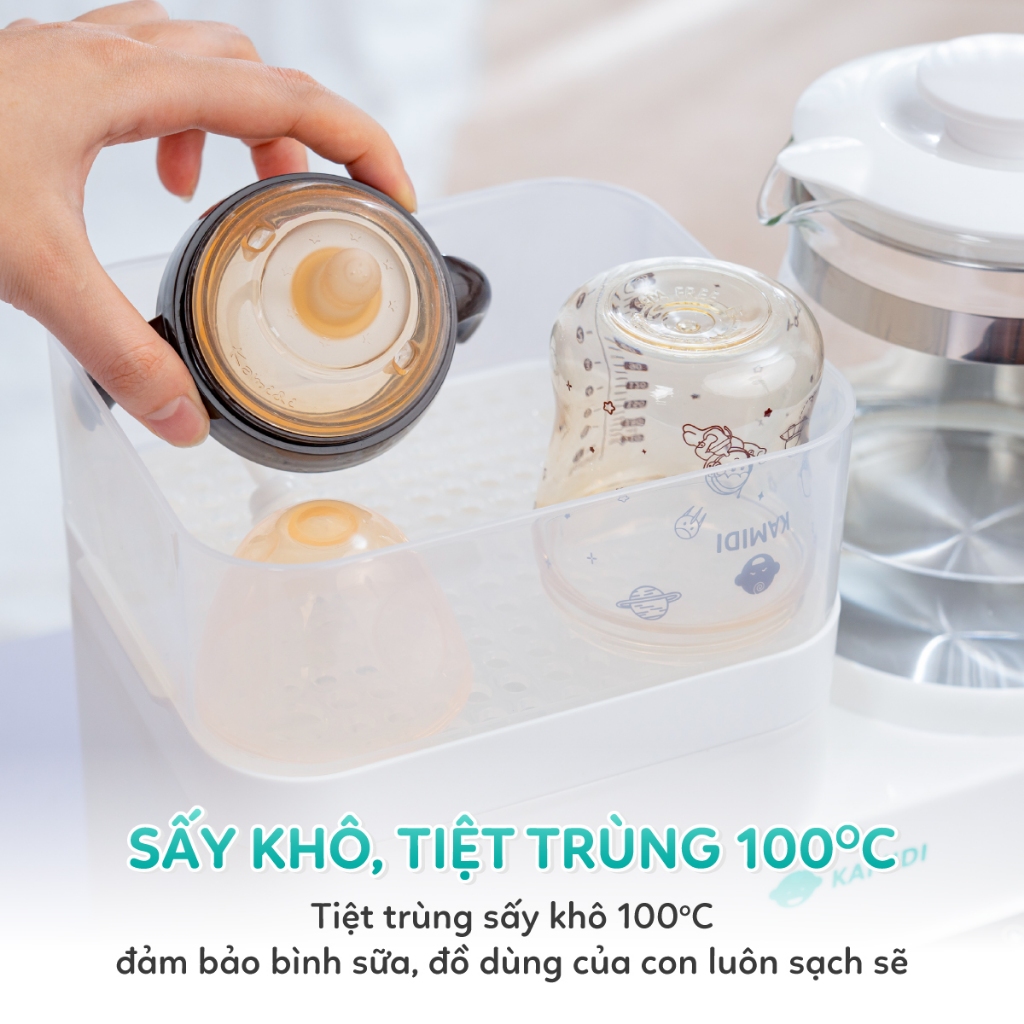 Máy Đun Nước Hâm Sữa Đa Năng Kamidi Speed 2 - Tiệt Trùng Sấy Khô Bình Sữa 12 Chức Năng - Tặng Thố Sứ