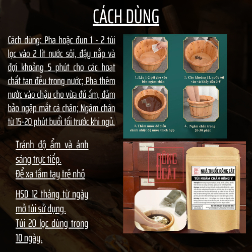 Đông y gia truyền Đông Cát - Túi thảo dược ngâm chân - xương khớp, mất ngủ hôi nấm chân - Túi 20 lọc