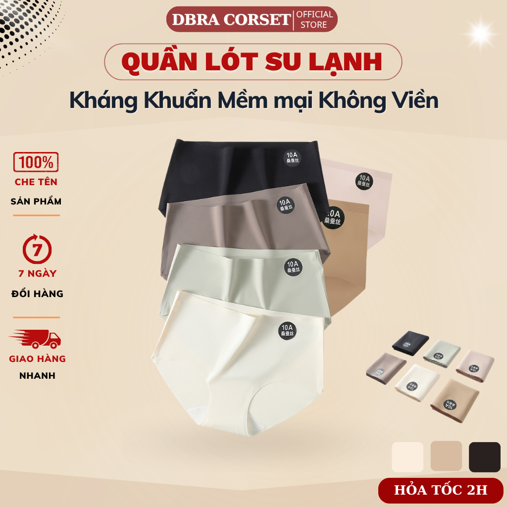 Quần Lót Su Lạnh Nữ 10A Tơ Tằm Đáy Dài Kháng Khuẩn – Không Viền – Mặc Như Không QC.29