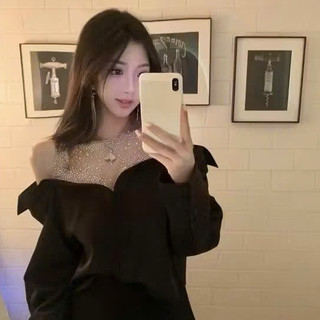 Áo Sơ Mi Thiết Kế Trễ Vai ĐÁ Sáng Bling Bling Hóttrend