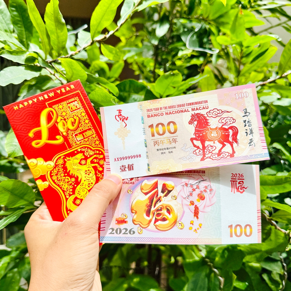 [TẾT 2026] Lì Xì Tiền Hình Ngựa Macao 100 Lưu Niệm Phong Thuỷ - Tài Lộc - May Mắn, Có Bảo An