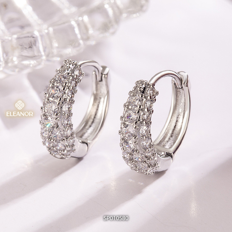 Bông tai nữ chuôi bạc 925 Eleanor Accessories đính đá phụ kiện trang sức khuyên tai 10580