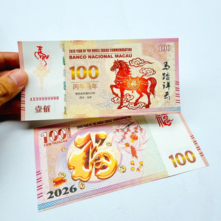 Tiền Con Ngựa Macao 100 Lưu Niệm Tết 2026 - Tặng Kèm Bao Lì Xì Tết , ý nghĩa