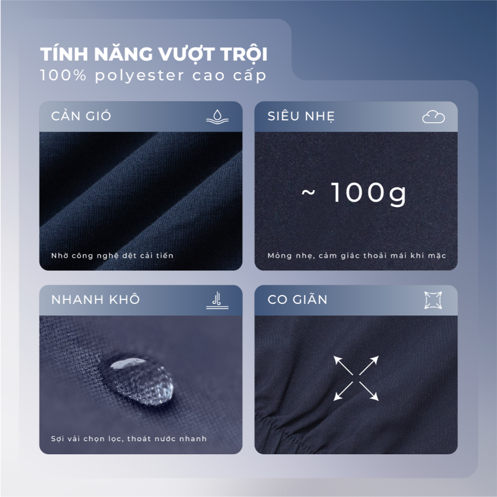 Quần gió nam siêu nhẹ CANIFA dáng thể thao chất liệu chống nhăn và nhanh khô 8BP25S005