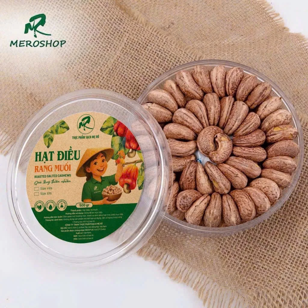 500Gr Hạt điều rang muối Mẹ rô. Có hồ sơ công bố, Xuất hóa đơn công ty đầy đủ