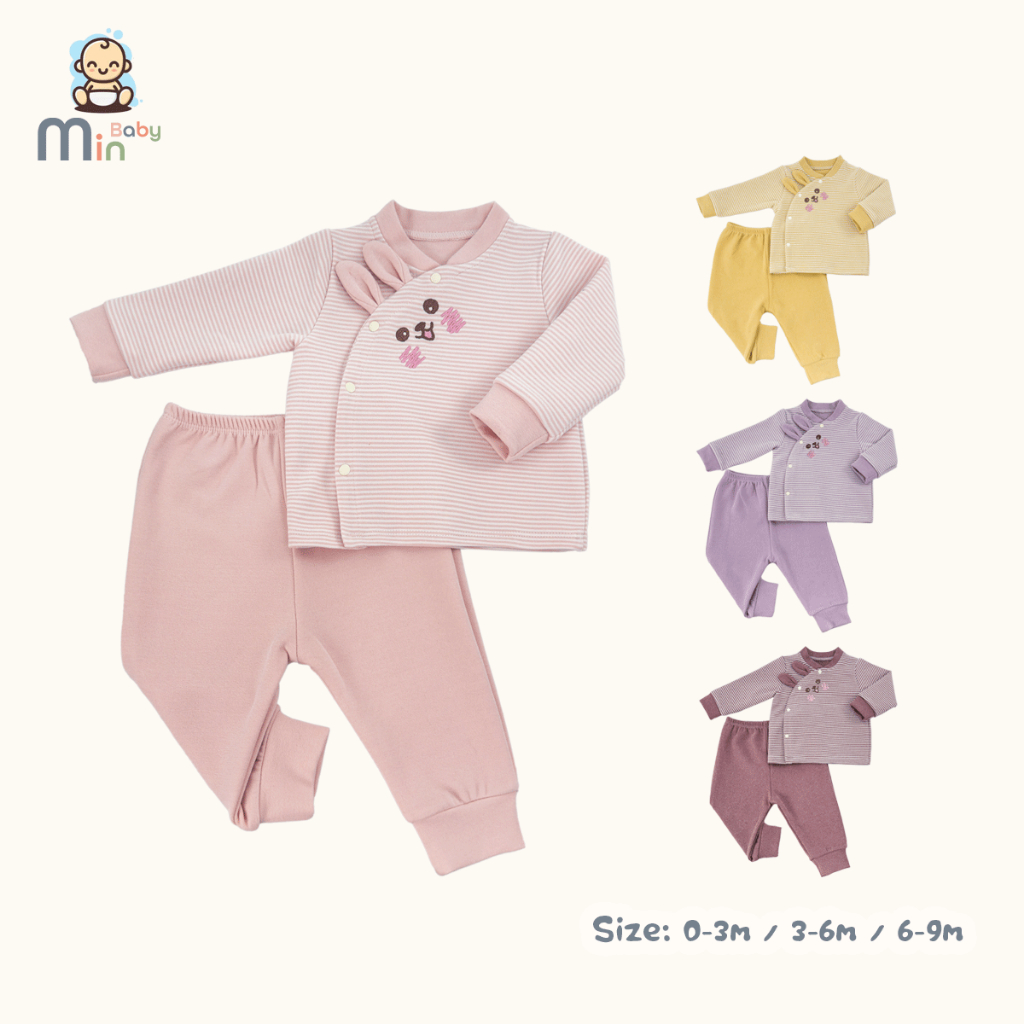 Bộ Nỉ Sơ Sinh Bé Gái 1 Lớp Siêu Nhẹ Mềm Mại Ấm Áp - Hàng Chính Hãng AMI0471