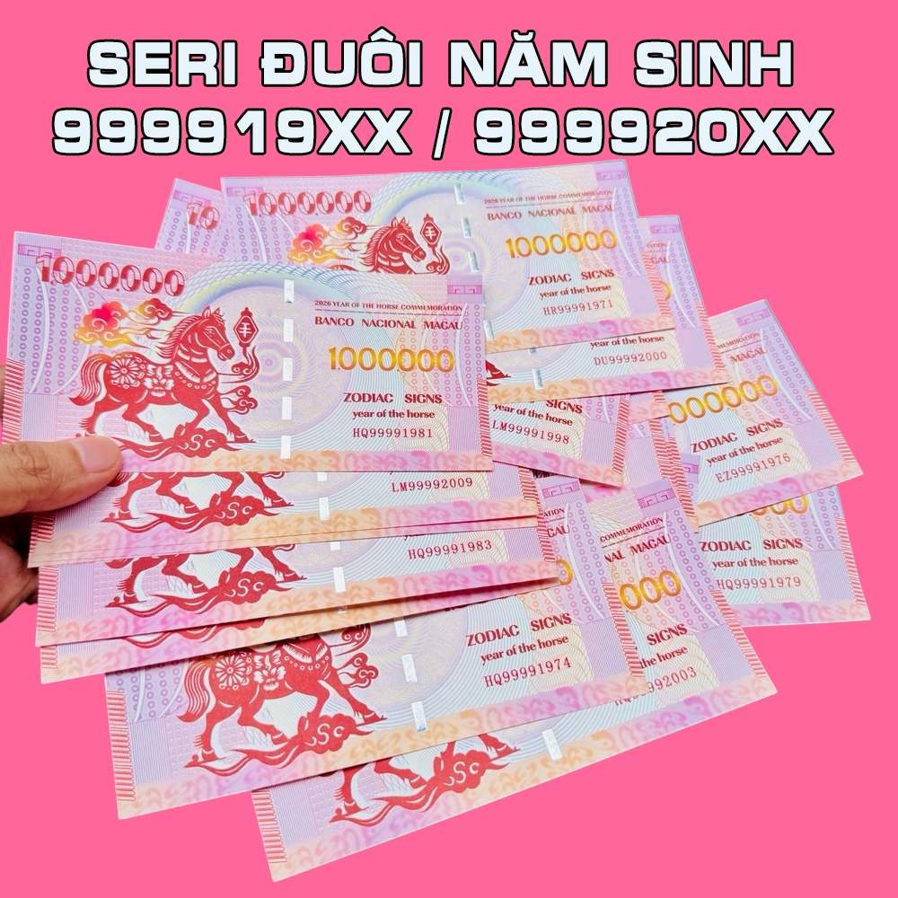 [TẾT 2026] [ĐUÔI NĂM SINH] Tờ T.iền Kỉ Niệm Macao Hình Con Ngựa Vàng Lì Xì Tết Bính Ngọ, Macau May Mắn