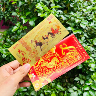 🌸 Sale TẾT🌸 Tiền Lá Vàng Hình Con Ngựa Macao 100, chất liệu nhựa plastic, lì xì tết 2026 độc đáo