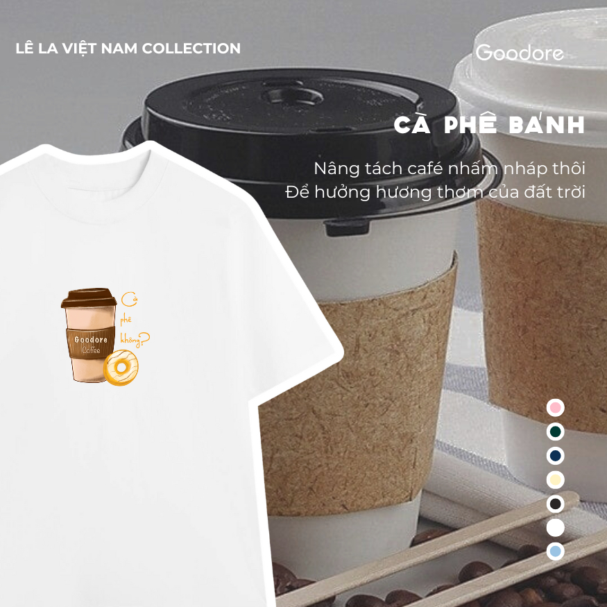 Áo thun Oversize cotton unisex nam nữ Goodore Cà phê Bánh thoáng mát năng động thiết kế độc đáo