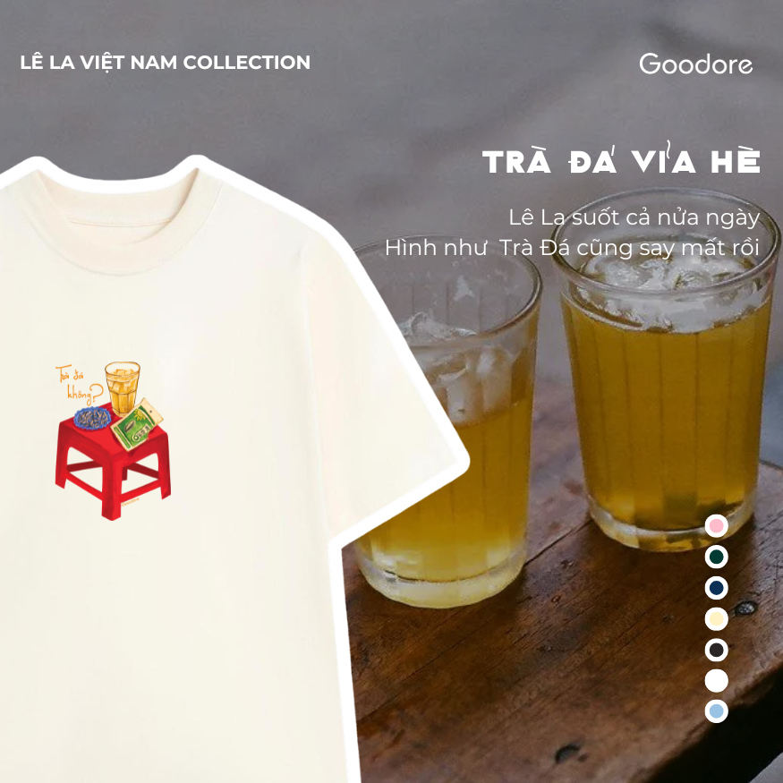 Áo thun Oversize cotton unisex nam nữ Goodore Trà đá thoáng mát năng động thiết kế độc đáo