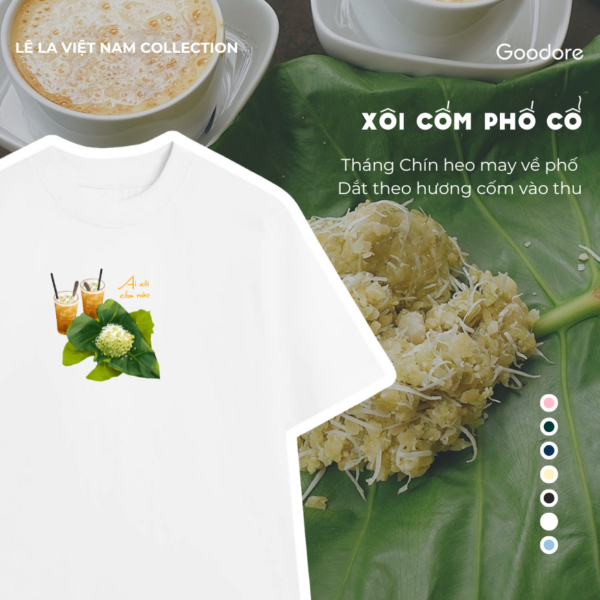 Áo thun Oversize cotton unisex nam nữ Goodore Xôi Cốm thoáng mát năng động thiết kế độc đáo