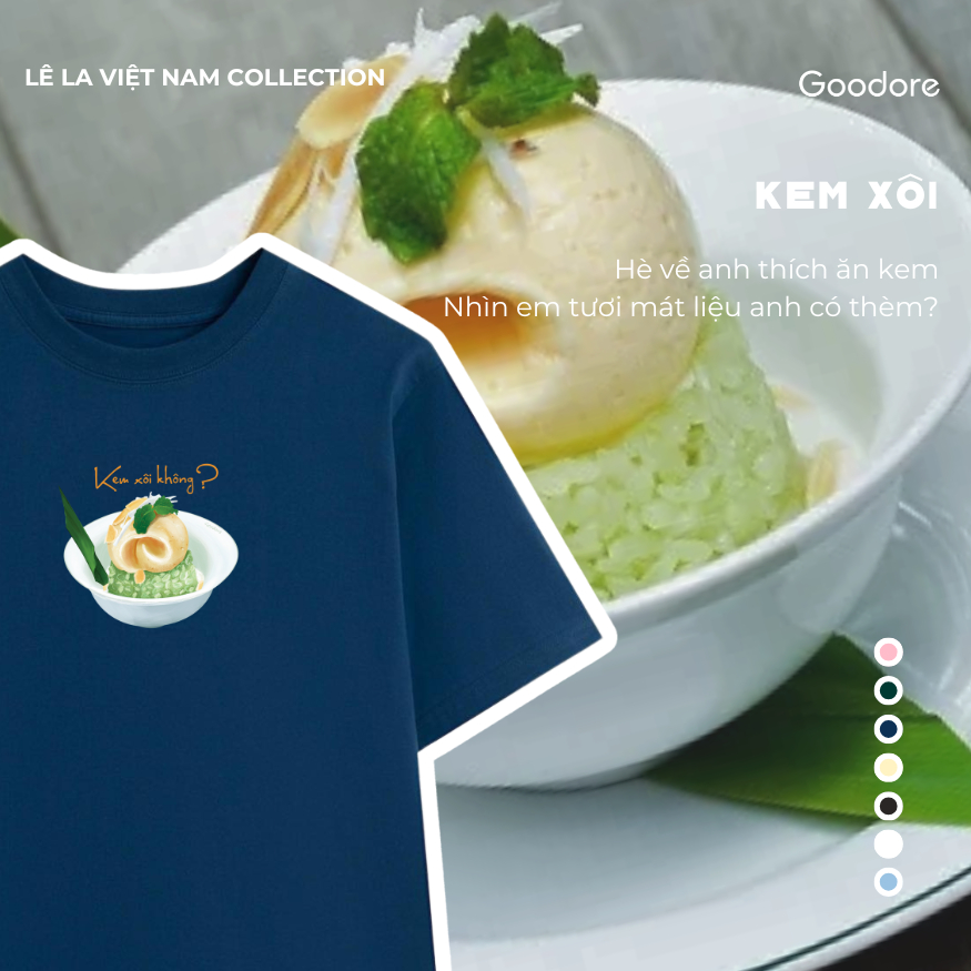 Áo thun Oversize cotton unisex nam nữ Goodore Kem Xôi thoáng mát năng động thiết kế độc đáo