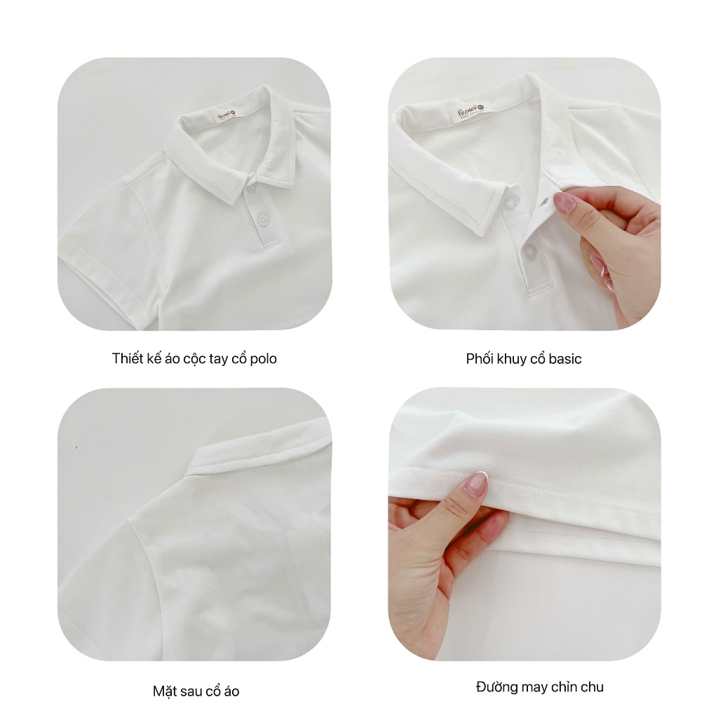 Áo phông cộc tay polo trơn màu basic bé trai, áo thun cổ đức đơn giản Beemo