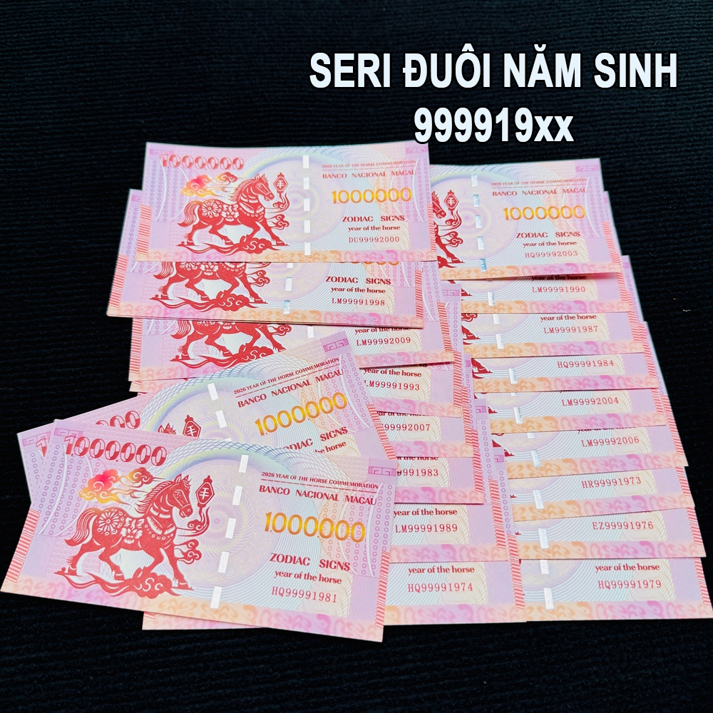 [TẾT 2026] [ĐUÔI NĂM SINH] Tờ T.iền Kỉ Niệm Macao Hình Con Ngựa Vàng Lì Xì Tết Bính Ngọ, Macau May Mắn