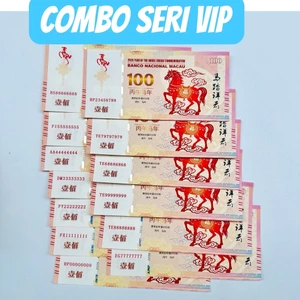 COMBO 15 TỜ Tiền Lưu Niệm Con Ngựa 100 Macao Số Seri Đẹp Full Bát Quý, Sảnh Rồng, Lộc Phát, Thần Tài