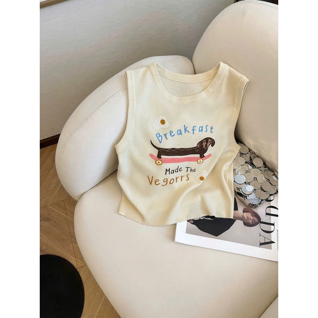Áo Ba lỗ gân nữ dáng ôm In hình JULY fashion2023, Áo ba lỗ chất gân tăm lụa mềm mại, co giãn 4 chiều. 1