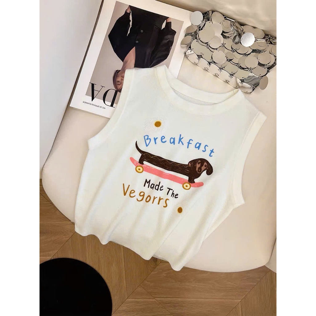 Áo Ba lỗ gân nữ dáng ôm In hình JULY fashion2023, Áo ba lỗ chất gân tăm lụa mềm mại, co giãn 4 chiều. 1