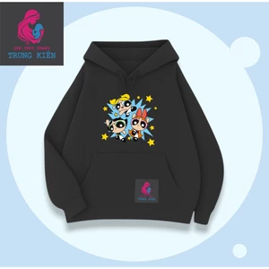 Hoodie Cho Bé Dễ Thương Hình 3 Bé Gái Siêu Nhân Và Ngôi Sao, Chất Nỉ Cotton Mềm Mịn Ấm Áp (M 295)